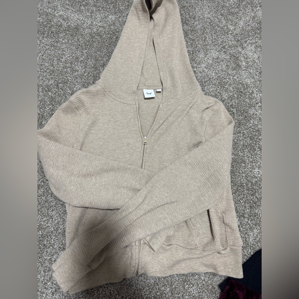 TNA Beige Ribbed Knit Sweater